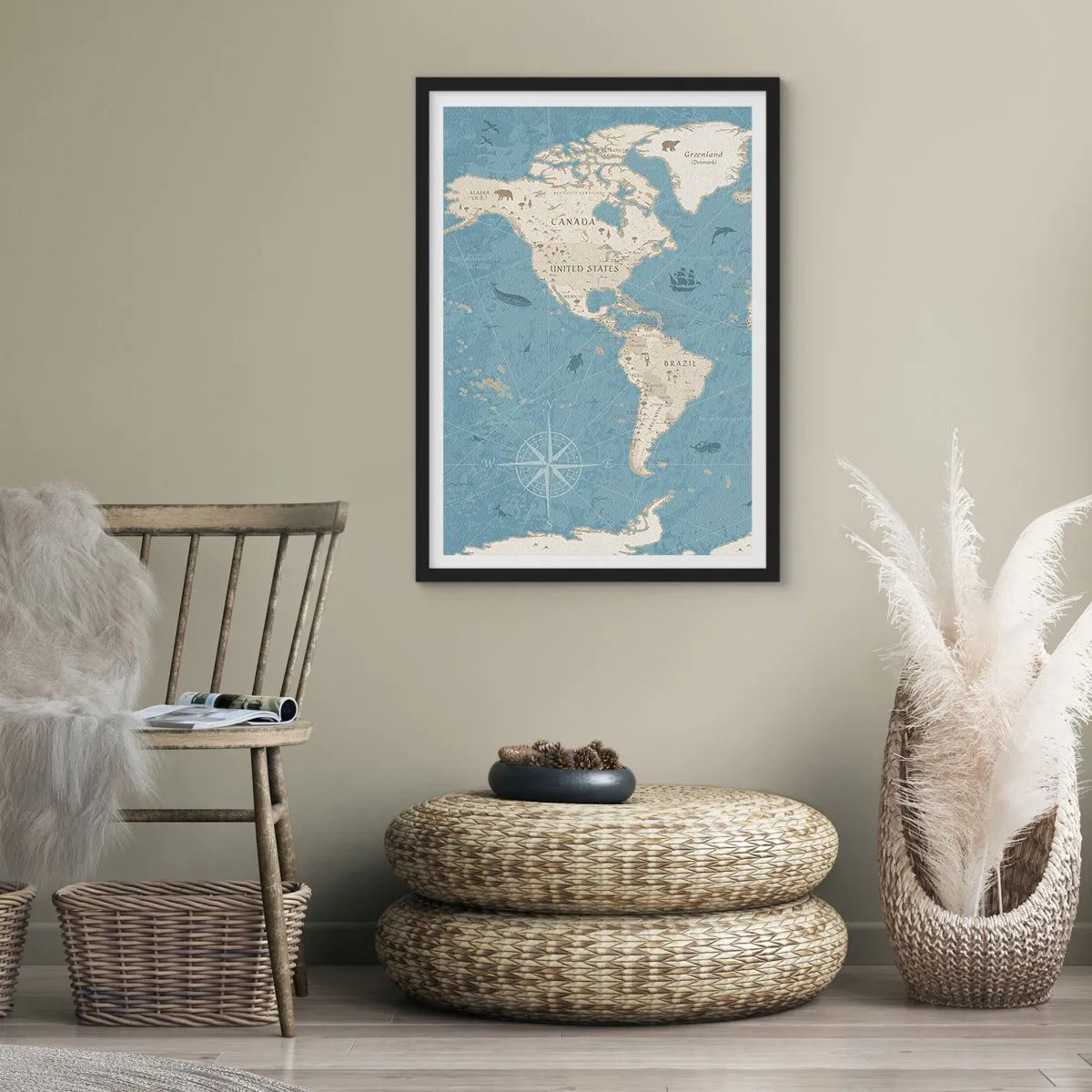 Poster in einem schwarzem Rahmen - Die Welt liegt zum Greifen nah - 61x91 cm