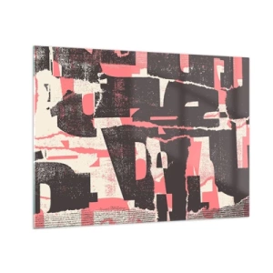 Glasbild - Bild auf glas - Moderne Abstraktion in Schwarz, Rot und Beige - 70x50cm - All dieser Lärm - Moderne Wanddekoration für Wohnzimmer und Schlafzimmer ARTTOR