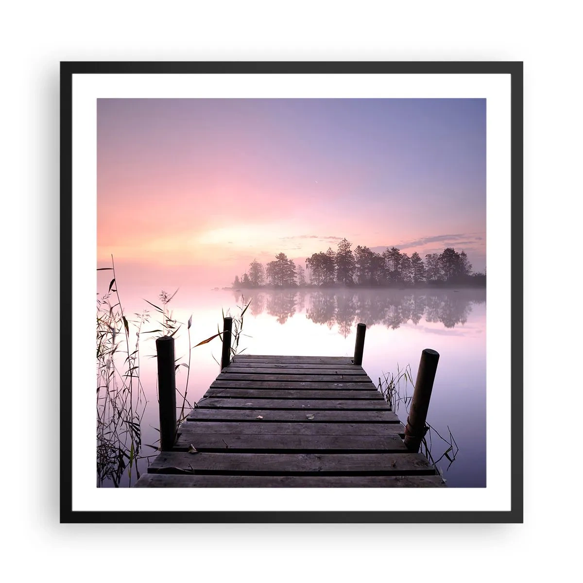Poster in einem schwarzem Rahmen - Aus dem lila Nebel ... - 60x60 cm