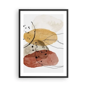 Poster in einem schwarzem Rahmen - Abstrakte Formen in Beige-, Gelb- und Rottönen - 50x70cm - Wie leichte, transparente Luft - Moderne Wanddekoration für Wohnzimmer und Schlafzimmer ARTTOR
