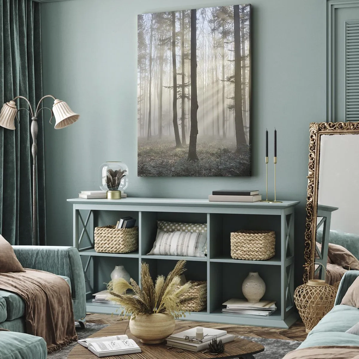 Bild auf Leinwand - Leinwandbild - Der Nebel ist auch aufgewacht - 45x80 cm