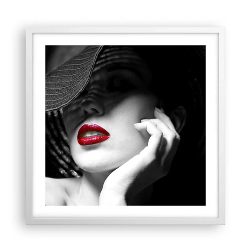 Poster in einem weißen Rahmen - Eine Studie in Scharlachrot - 50x50 cm