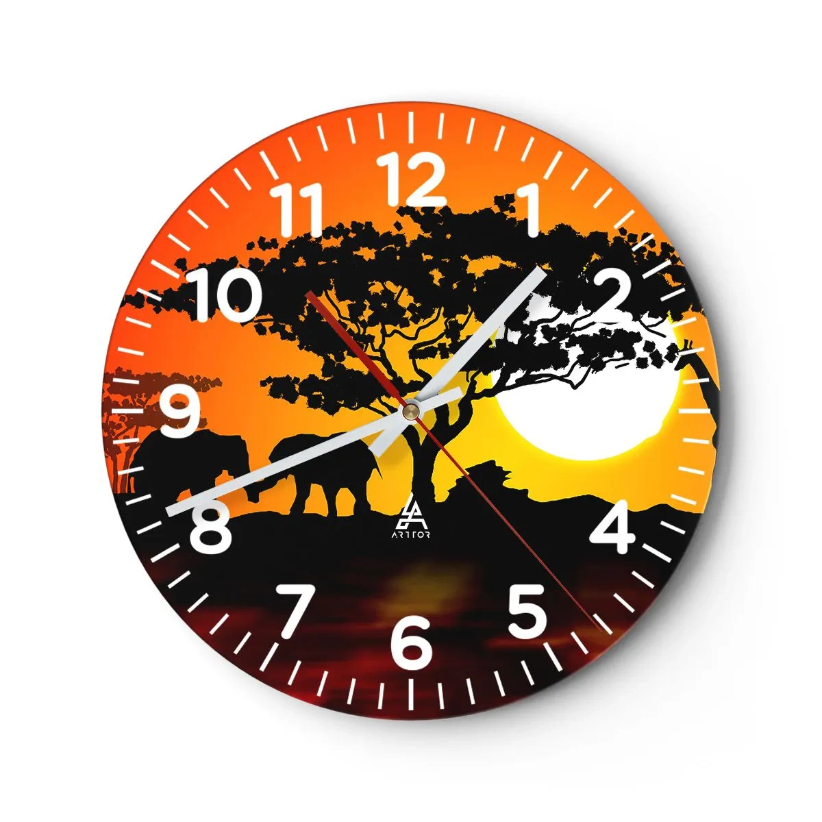 Wanduhr - Glasuhr - Treffen in der Savanne - 30x30 cm