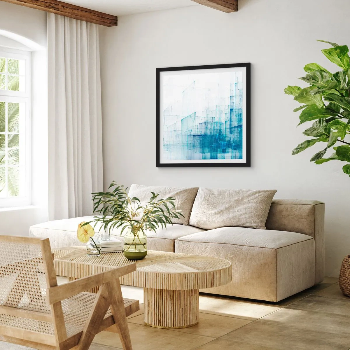 Poster in einem schwarzem Rahmen - Wie der Raum wgeschaffen urde - 50x50 cm