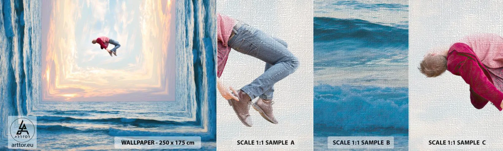 Fototapeten Muster Premium Canvas - In eine andere Dimension - Abstraktion, Mann, Natur - 100x30 cm