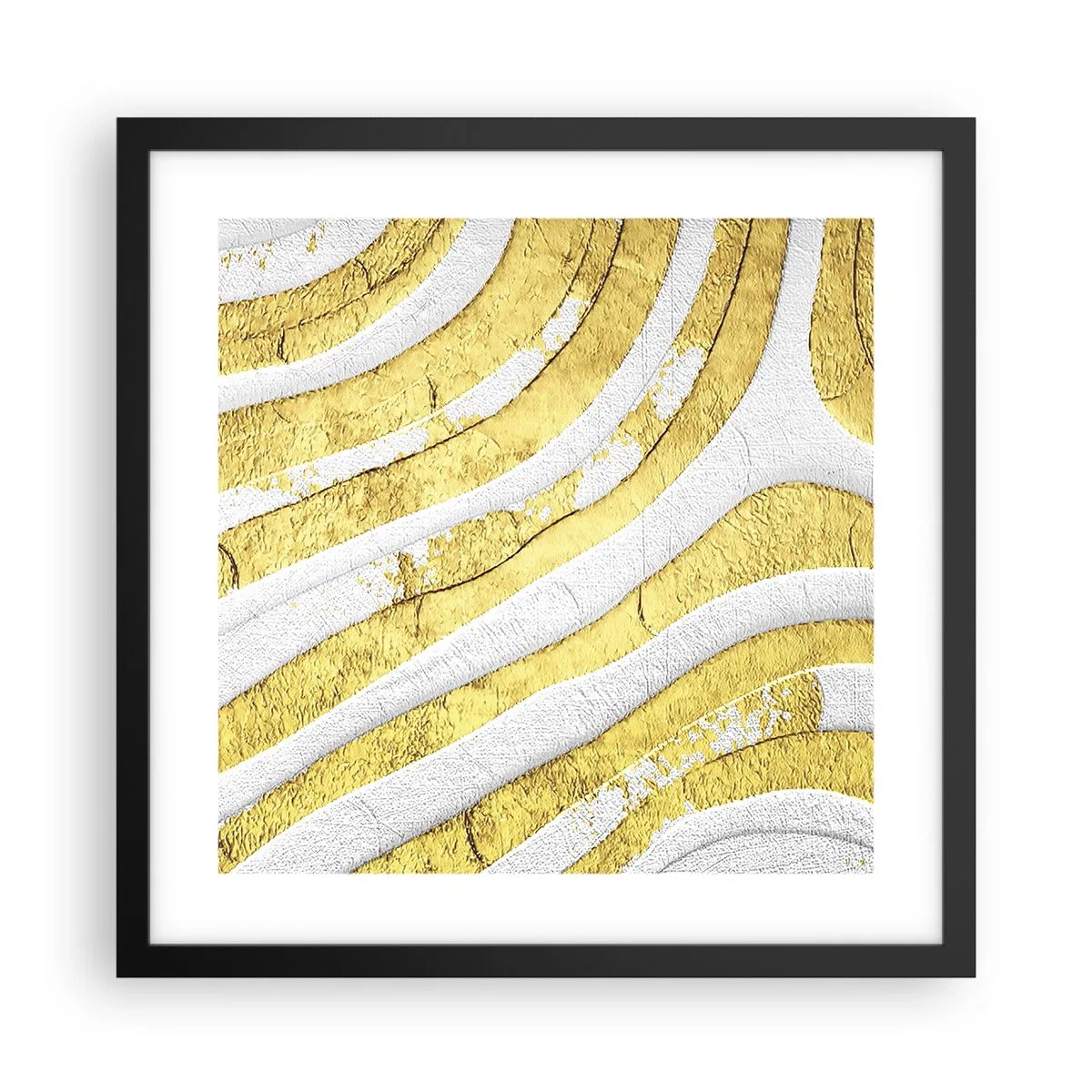 Poster in einem schwarzem Rahmen - Komposition in Weiß und Gold - 40x40 cm