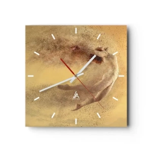 Wanduhr - Glasuhr - Eine Figur in dynamischer Bewegung mit zerfallendem Effekt - 30x30cm - In tanzender Ekstase - Moderne Wanddekoration für Wohnzimmer und Schlafzimmer ARTTOR