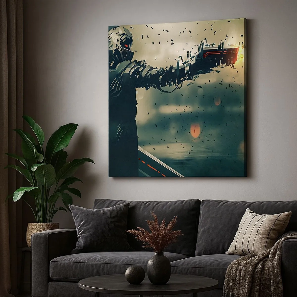 Bild auf Leinwand - Leinwandbild - Tödliche Waffe - Dein ganz eigener Terminator - 30x30 cm