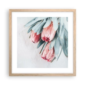 Poster in einem Rahmen aus heller Eiche - Schämen sich für ihre eigene Schönheit - 40x40 cm