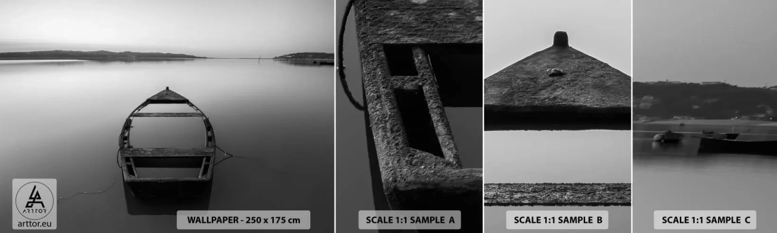 Fototapeten Muster Selbstklebend Deluxe Sticker - Sehnsucht und Melancholie - Landschaft, See, Boot - 100x30 cm