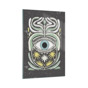Glasbild - Bild auf glas - Ein symbolisches Auge, umgeben von abstrakten Mustern - 80x120cm - Stammesrituale - Moderne Wanddekoration für Wohnzimmer und Schlafzimmer ARTTOR