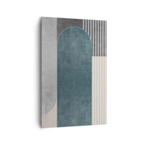 Bild auf Leinwand - Leinwandbild - Geometrische Abstraktion in Grau- und Grüntönen - 80x120cm - Komposition auf der Ebene - Moderne Wanddekoration für Wohnzimmer und Schlafzimmer ARTTOR