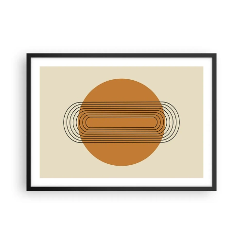 Poster in einem schwarzem Rahmen - Geometrisches Muster mit orangefarbenen Kreisen und Linien - 70x50cm - Perfekter Plan - Moderne Wanddekoration für Wohnzimmer und Schlafzimmer ARTTOR