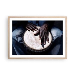 Poster in einem Rahmen aus heller Eiche - Lebe in deinem eigenen Rhythmus - 70x50 cm