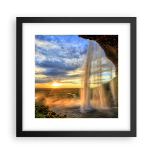 Poster in einem schwarzem Rahmen - Die Welt hinter einem Schleier aus Tropfen - 30x30 cm