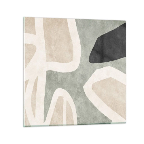 Glasbild - Bild auf glas - Komposition mit schwarzem Motiv - 40x40 cm