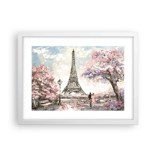Poster in einem weißen Rahmen - Aprilspaziergang durch Paris - 40x30 cm