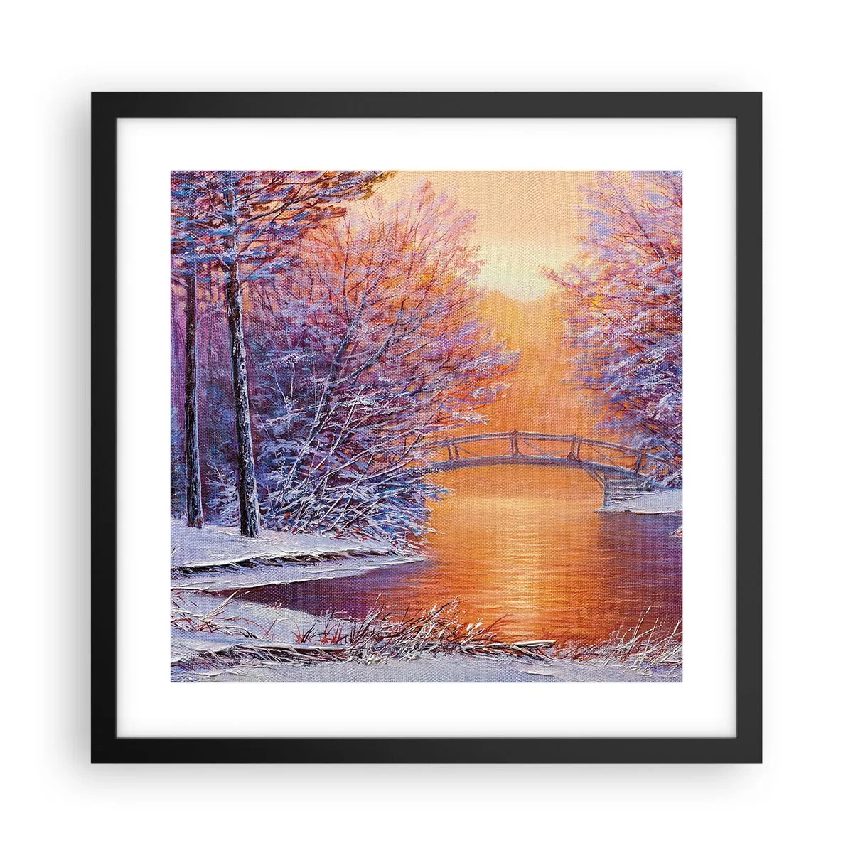 Poster in einem schwarzem Rahmen - Treffen wir uns hier - 40x40 cm