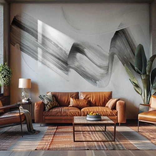 Fototapete Premium Sand - Künstlerischer schwarzer Streifen auf hellem Hintergrund - 100x70cm - Lässig zum Spaß - Moderne Wanddekoration für Wohnzimmer und Schlafzimmer ARTTOR