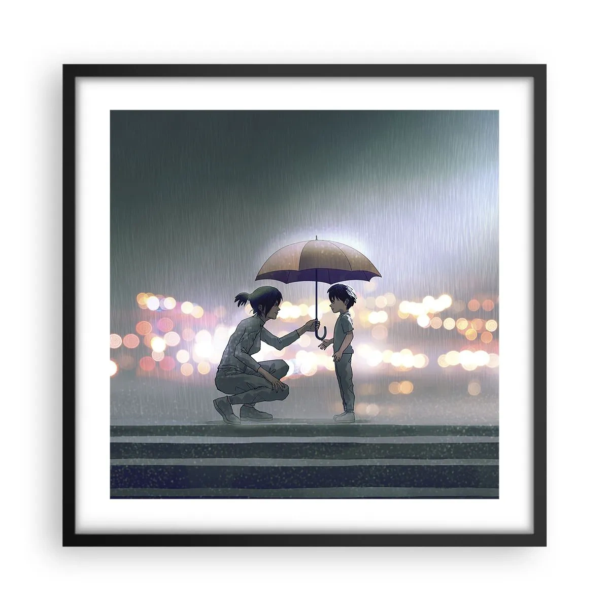 Poster in einem schwarzem Rahmen - Und jetzt ist alles in Ordnung - 50x50 cm