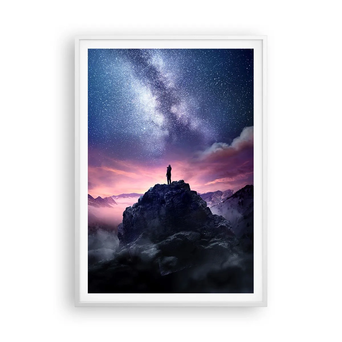 Poster in einem weißen Rahmen - Und er fühlte das Leben - 70x100 cm