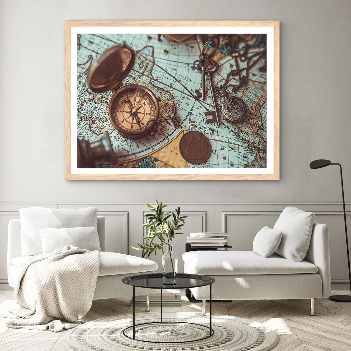 Poster in einem Rahmen aus heller Eiche - Für den Abenteurer - 100x70 cm