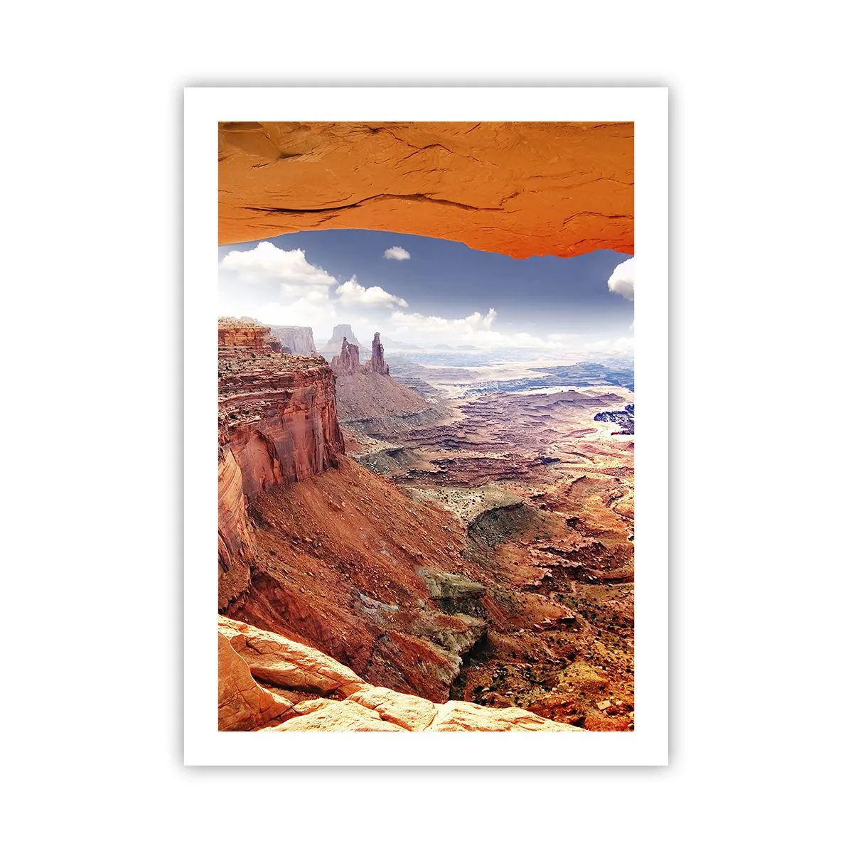 Poster - Blick auf den Canyon mit roten Felsen und blauem Himmel - 50x70cm - Von der Natur selbst geschnitzt - Moderne Wanddekoration für Wohnzimmer und Schlafzimmer ARTTOR