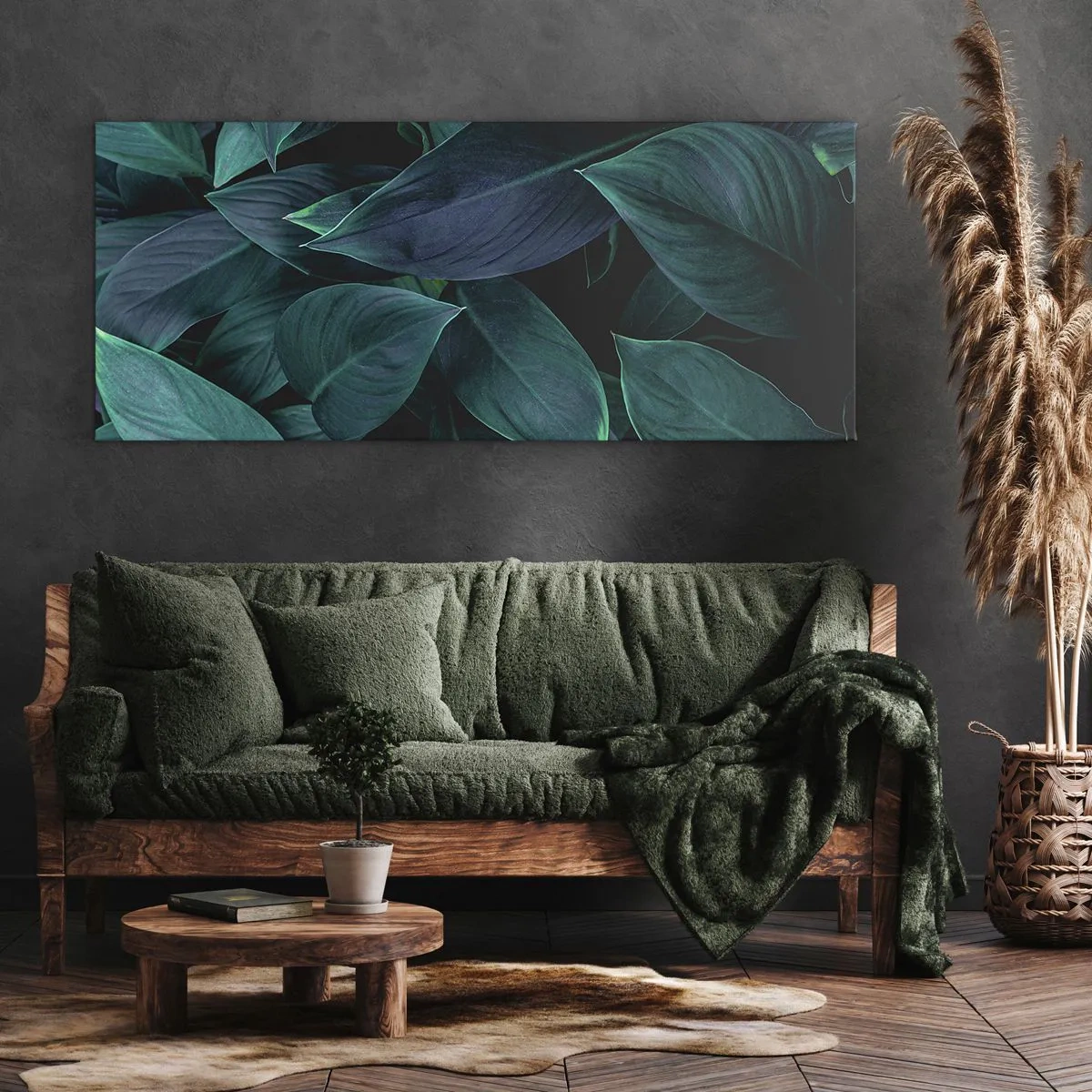 Bild auf Leinwand - Leinwandbild - Grün in sich selbst - 100x40 cm