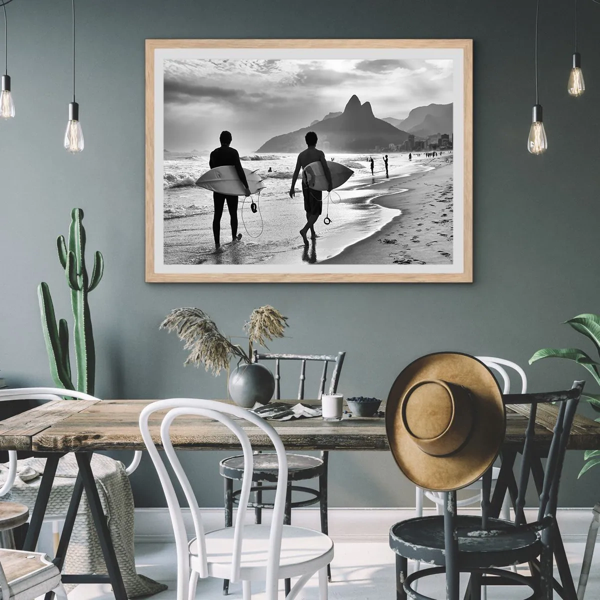 Poster in einem Rahmen aus heller Eiche - Single-Wave-Samba - 100x70 cm