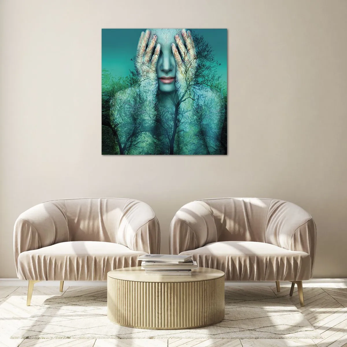 Glasbild - Bild auf glas - Eingetaucht in Blau - 60x60 cm