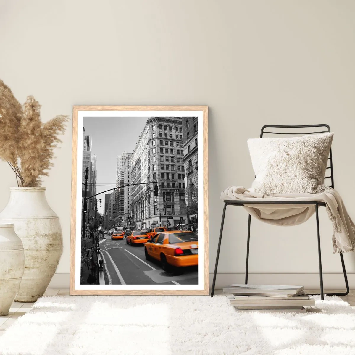 Poster in einem Rahmen aus heller Eiche - Sonnen der Großstadt - 40x50 cm