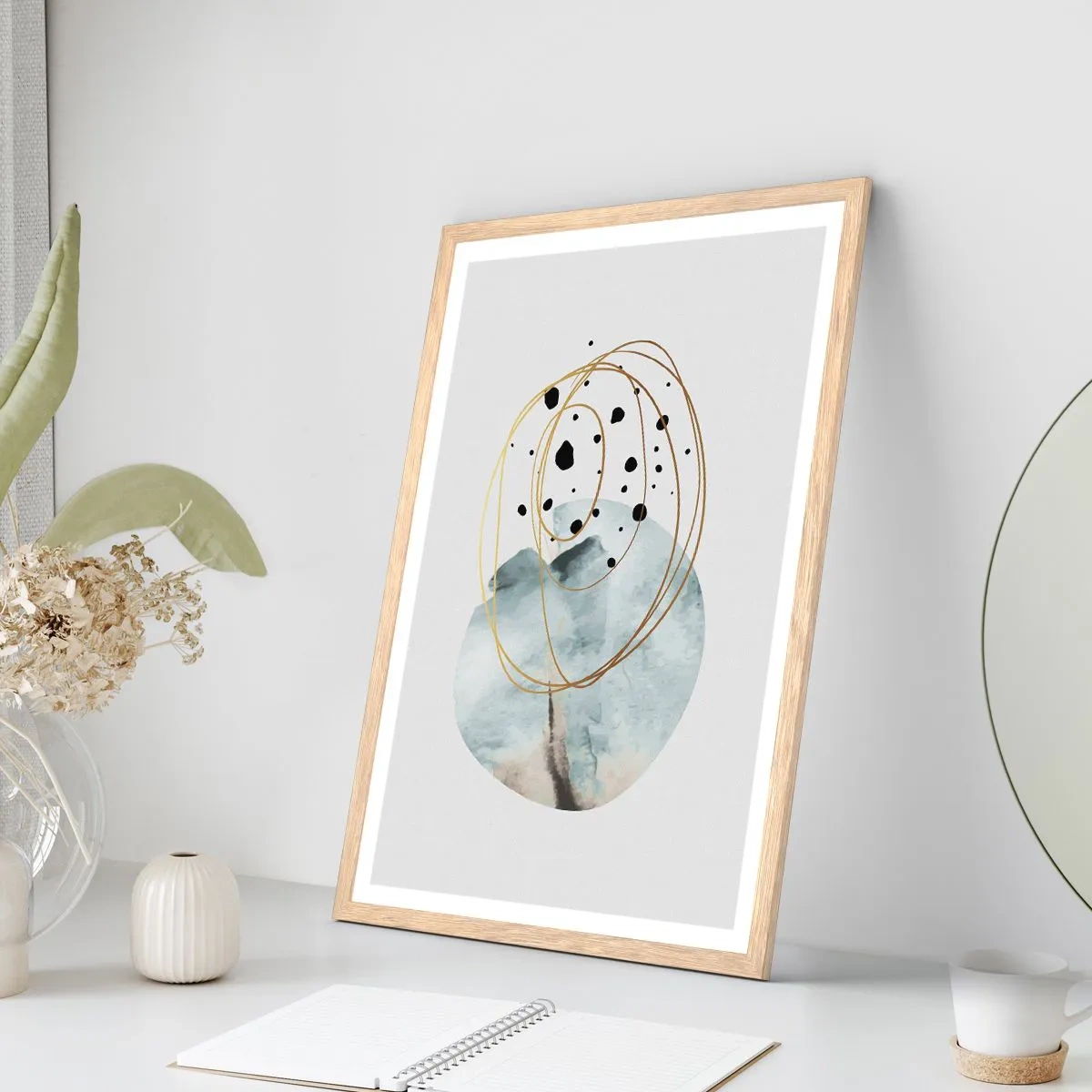 Poster in einem Rahmen aus heller Eiche - Vom Weltraum umarmt - 40x50 cm