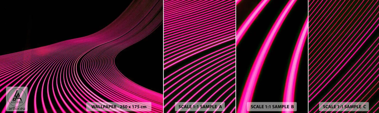 Fototapetenmuster Standard Eco - Allee des Lichts - Linien, Modern, Neon - 100x30 cm