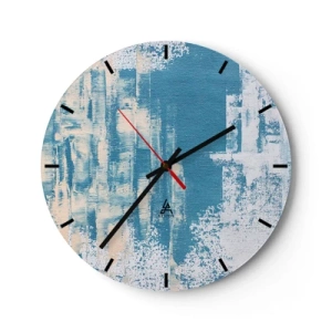 Wanduhr - Glasuhr - Eine blaue Abstraktion, die der Textur von Eis ähnelt - 30x30cm - Durch einen Eiszapfen - Moderne Wanddekoration für Wohnzimmer, Küche und Schlafzimmer ARTTOR