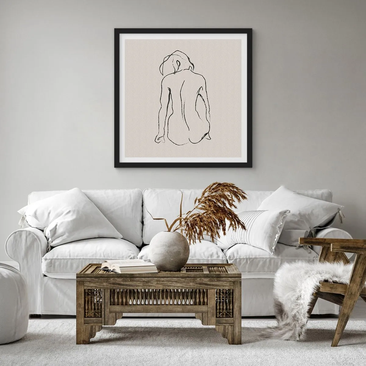 Poster in einem schwarzem Rahmen - Mädchenakt - 50x50 cm