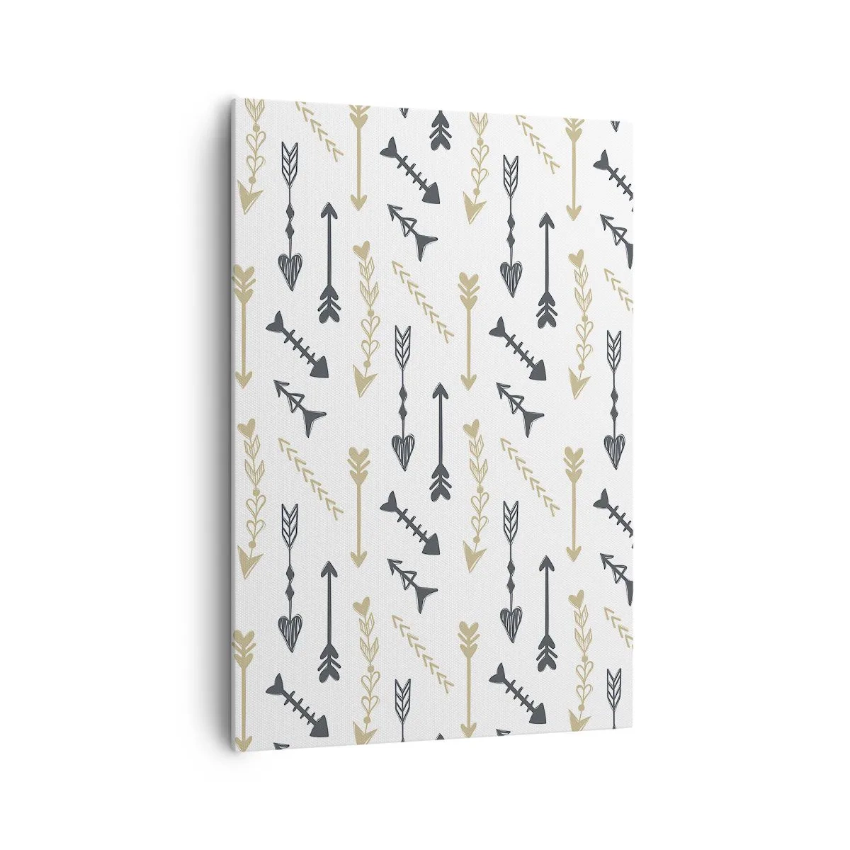 Bild auf Leinwand - Leinwandbild - Ein minimalistisches Muster mit Pfeilen in Beige- und Grautönen. - 70x100cm - Der Traum des Bogenschützen - Moderne Wanddekoration für Wohnzimmer und Schlafzimmer ARTTOR