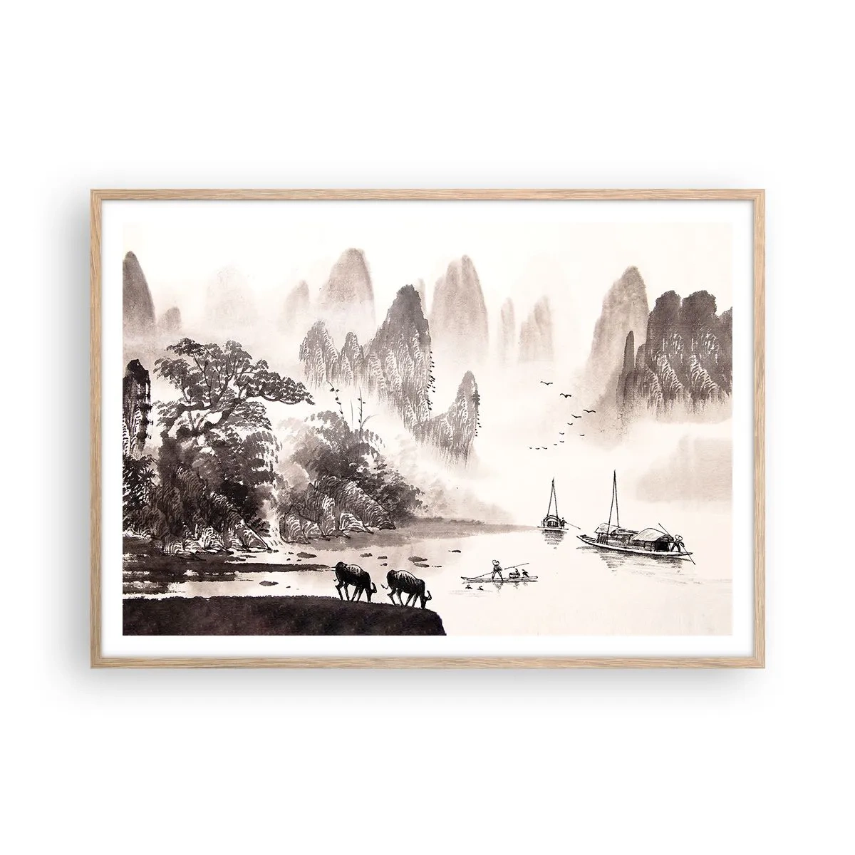 Poster in einem Rahmen aus heller Eiche - Der exotische Alltag des Ostens - 100x70 cm