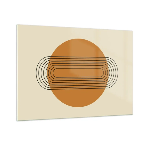 Glasbild - Bild auf glas - Geometrische Abstraktion mit Kreisen und Linien - 100x70cm - Perfekter Plan - Moderne Wanddekoration für Wohnzimmer und Schlafzimmer ARTTOR