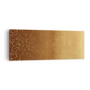 Bild auf Leinwand - Leinwandbild - Ein goldener Farbverlauf mit dezentem Schimmer und Verzierung - 140x50cm - Die Geburt des Lichts - Moderne Wanddekoration für Wohnzimmer und Schlafzimmer ARTTOR