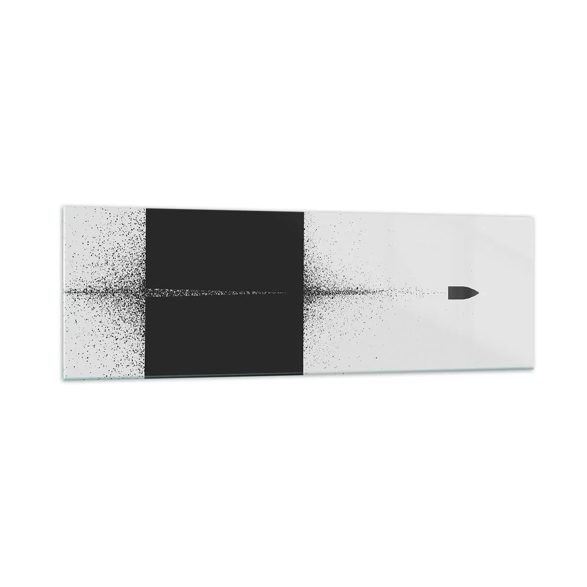 Glasbild - Bild auf glas - Ein symbolisches Projektil im minimalistischen, abstrakten Stil. - 160x50cm - Direkt zum Ziel - Moderne Wanddekoration für Wohnzimmer und Schlafzimmer ARTTOR