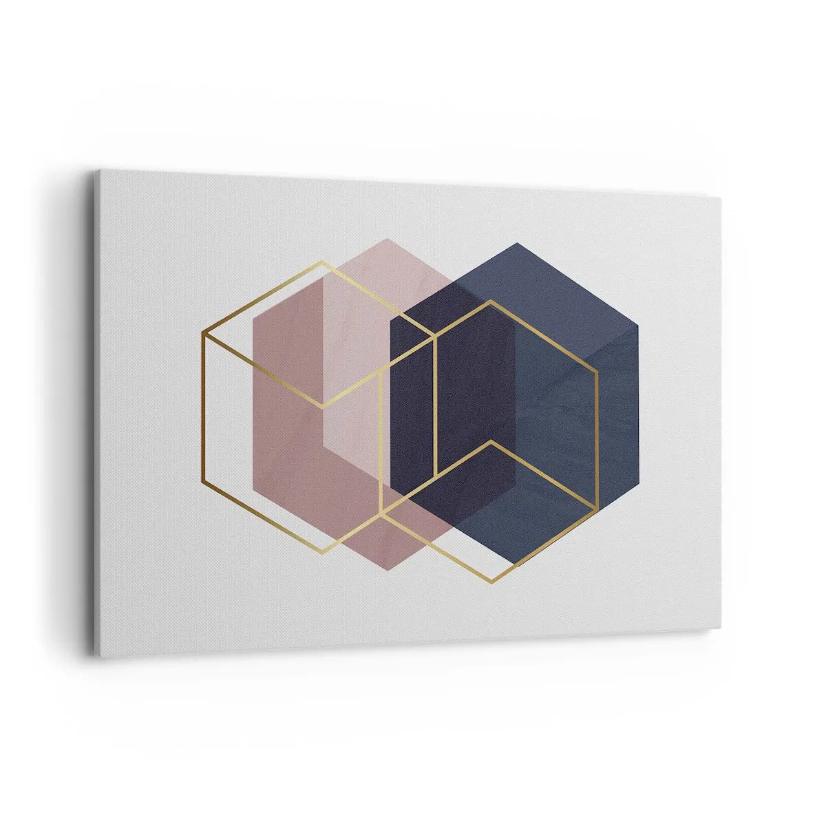 Bild auf Leinwand - Leinwandbild - Geometrische Formen in goldenen Linien auf pastellfarbenem Hintergrund - 120x80cm - Die Kraft der Einfachheit - Moderne Wanddekoration für Wohnzimmer und Schlafzimmer ARTTOR