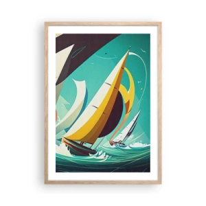 Poster in einem Rahmen aus heller Eiche - Viel Glück mit den Elementen - 50x70 cm