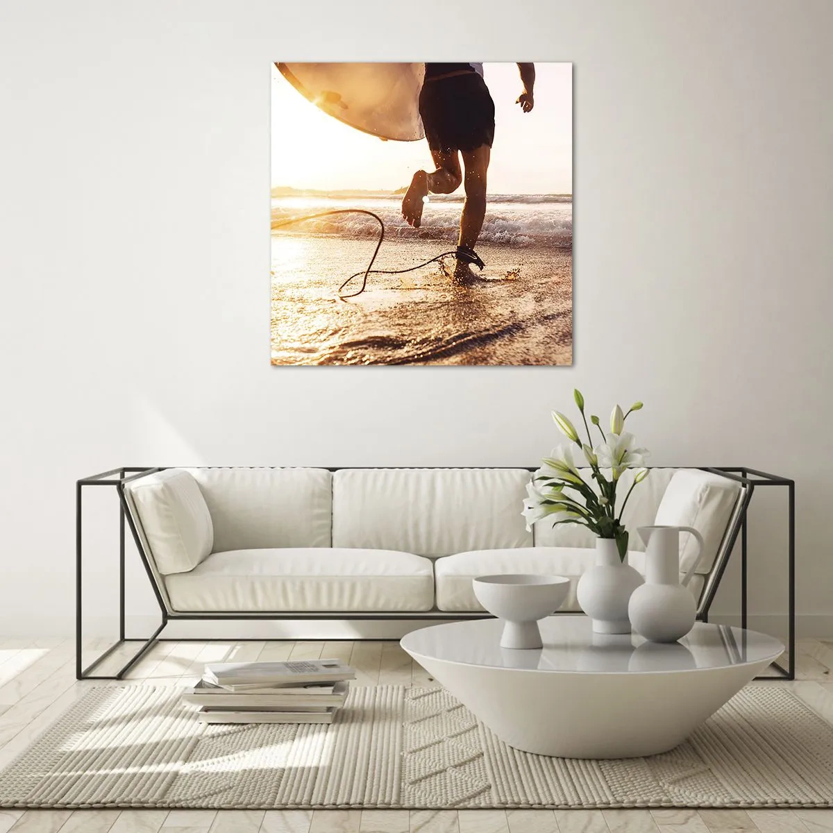 Glasbild - Bild auf glas - Um die Welle zu treffen - 60x60 cm