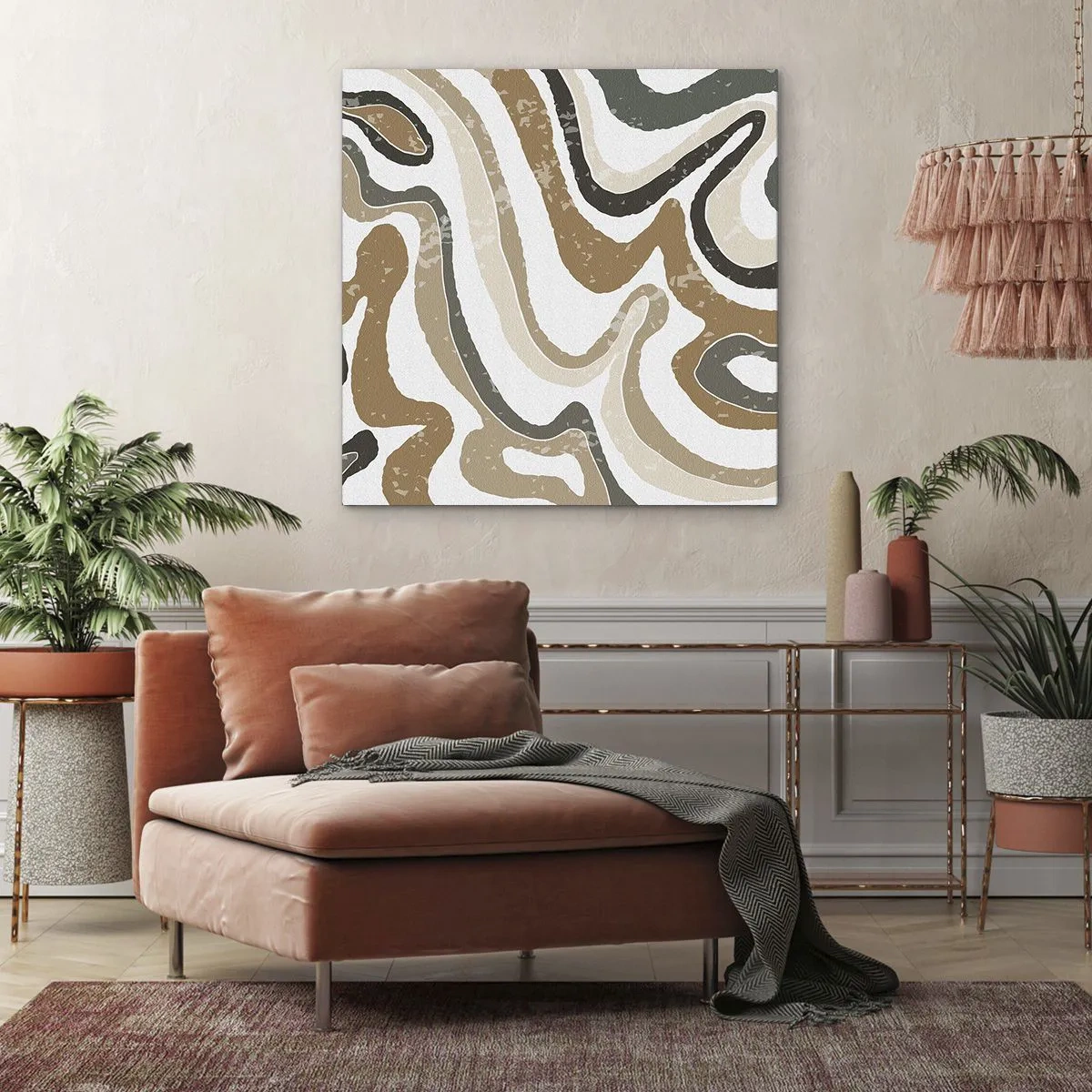 Bild auf Leinwand - Leinwandbild - Mäander in Erdfarben - 30x30 cm
