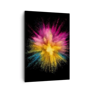 Bild auf Leinwand - Leinwandbild - Bunte Pulverexplosion auf schwarzem Hintergrund - 50x70cm - Die Geburt der Farben - Moderne Wanddekoration für Wohnzimmer und Schlafzimmer ARTTOR