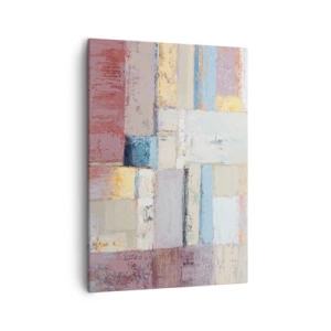 Bild auf Leinwand - Leinwandbild - Geometrische Komposition in Pastellfarben - 50x70cm - Ruhe der Geometrie - Moderne Wanddekoration für Wohnzimmer und Schlafzimmer ARTTOR
