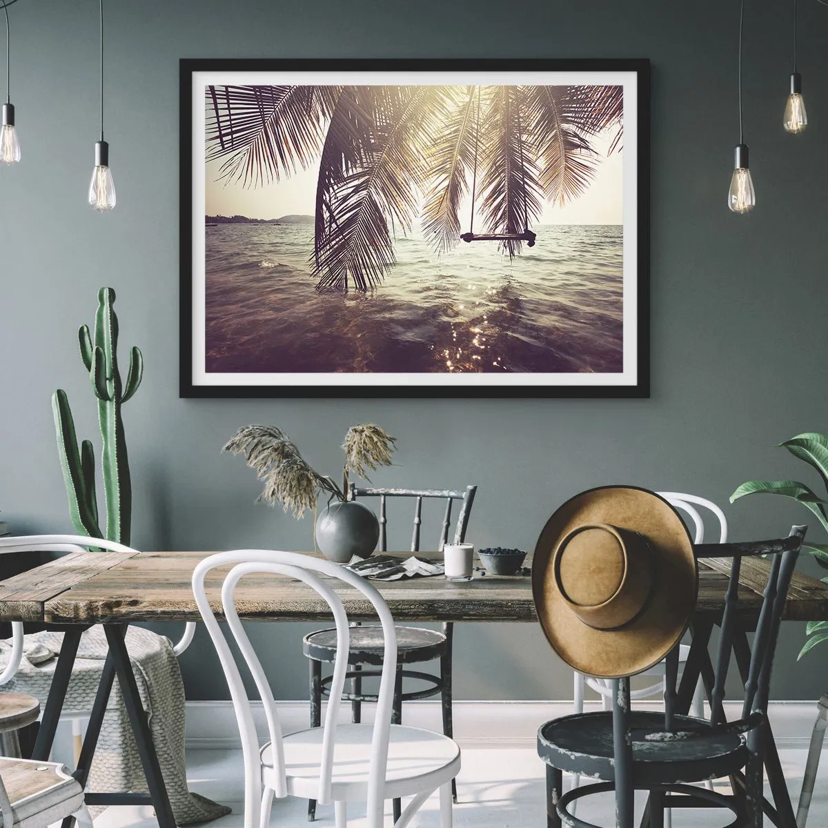 Poster in einem schwarzem Rahmen - Sie können nach Belieben in den Wolken schwingen - 40x30 cm