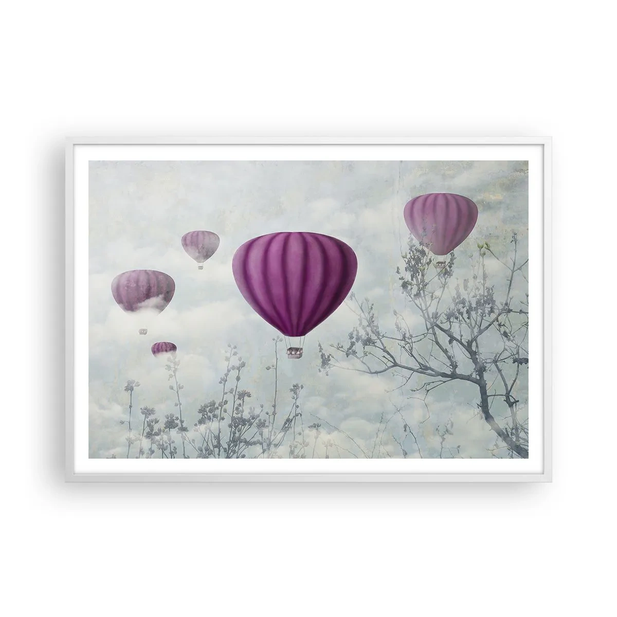 Poster in einem weißen Rahmen - Wie Schiffe am Himmel - 100x70 cm