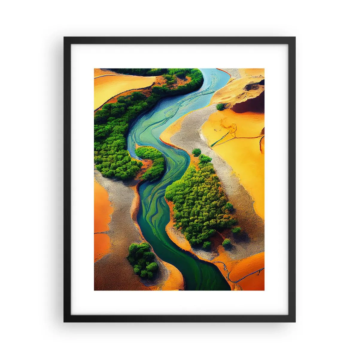 Poster in einem schwarzem Rahmen - Lebensspendender Fluss - 40x50 cm