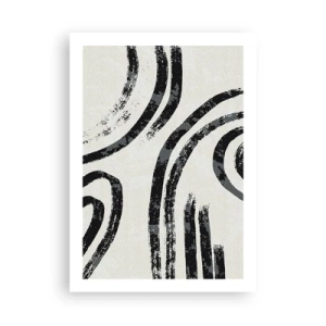 Poster - Abstrakte schwarze Linien auf hellem Hintergrund - 50x70cm - Bei Hälfte angehalten - Moderne Wanddekoration für Wohnzimmer und Schlafzimmer ARTTOR